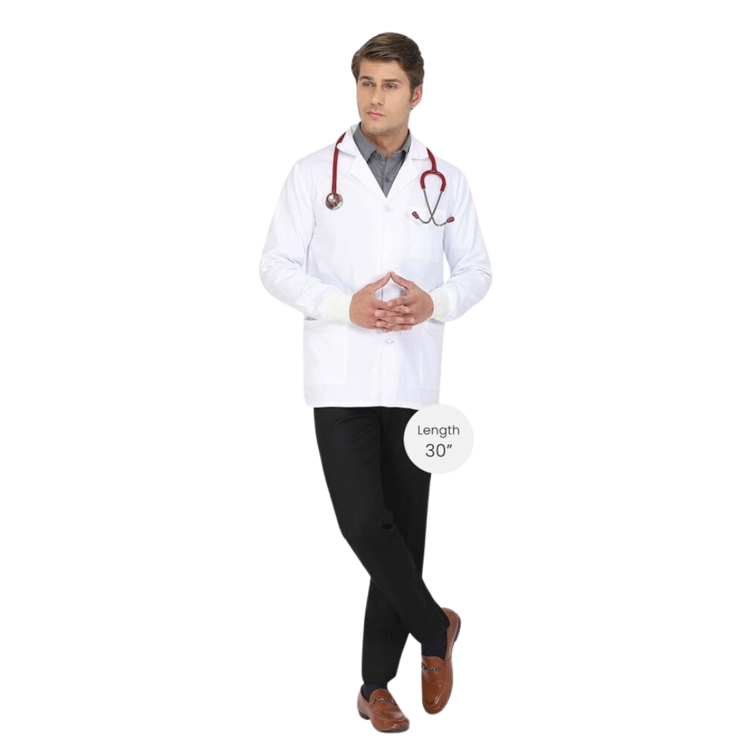 UNISEX LAB COAT BUTTON CLOSURE FULL SLEEVE WITH KNIT CUFF